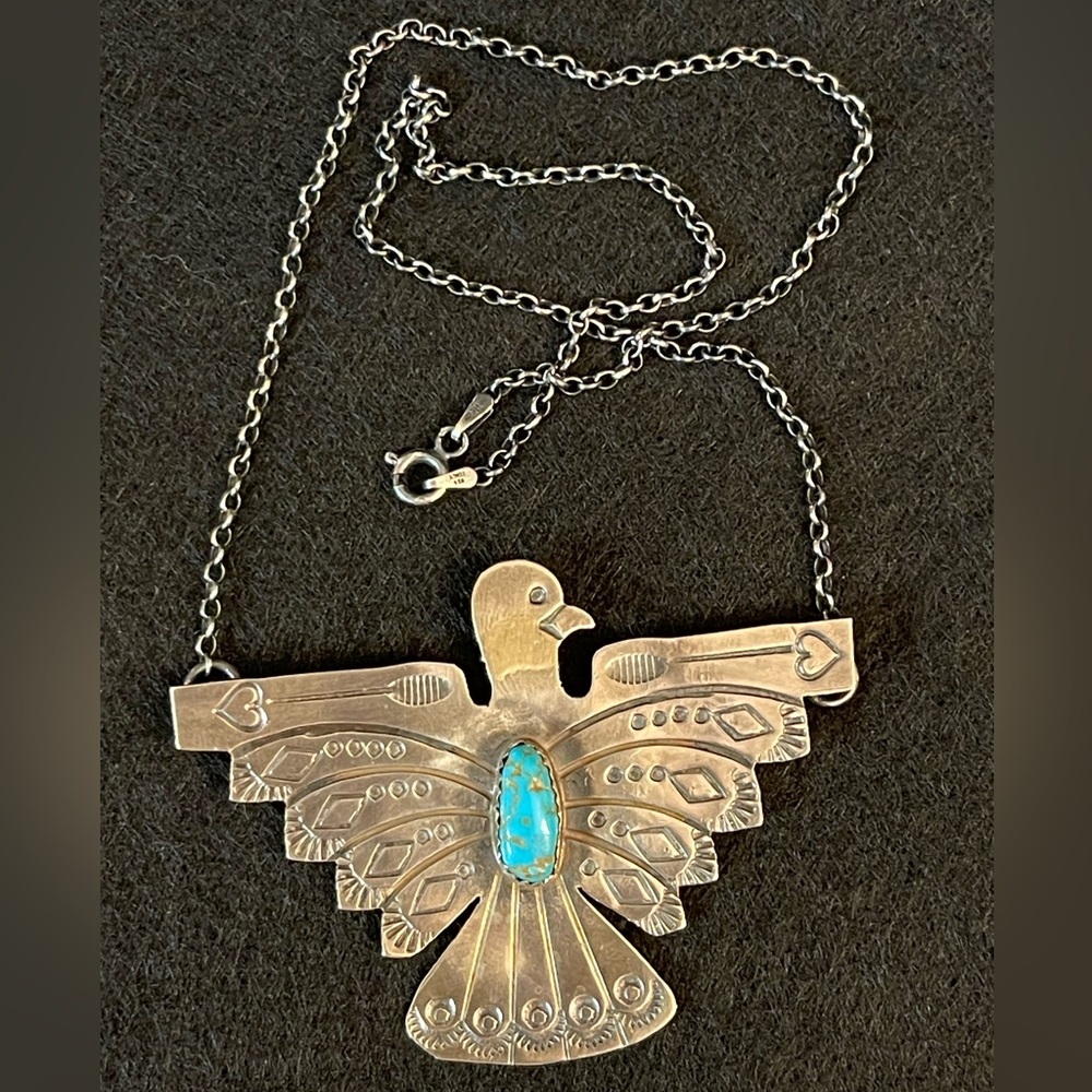 Thunderbird Sterling Silver Necklace - Native Ame… - image 1